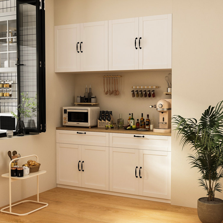 OMFG Cabinet 63 W x 55.1 H White Medium Density Fiberboard MDF Kitchen Cabinet Set Ready to Assemble Reviews Wayfair